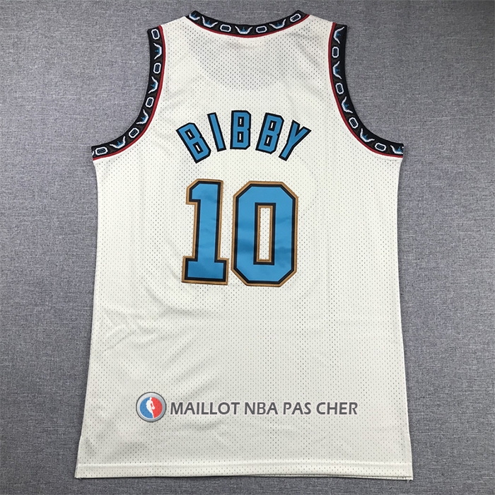 Maillot Memphis Grizzlies Mike Bibby NO 10 Mitchell & Ness Chainstitch Creme